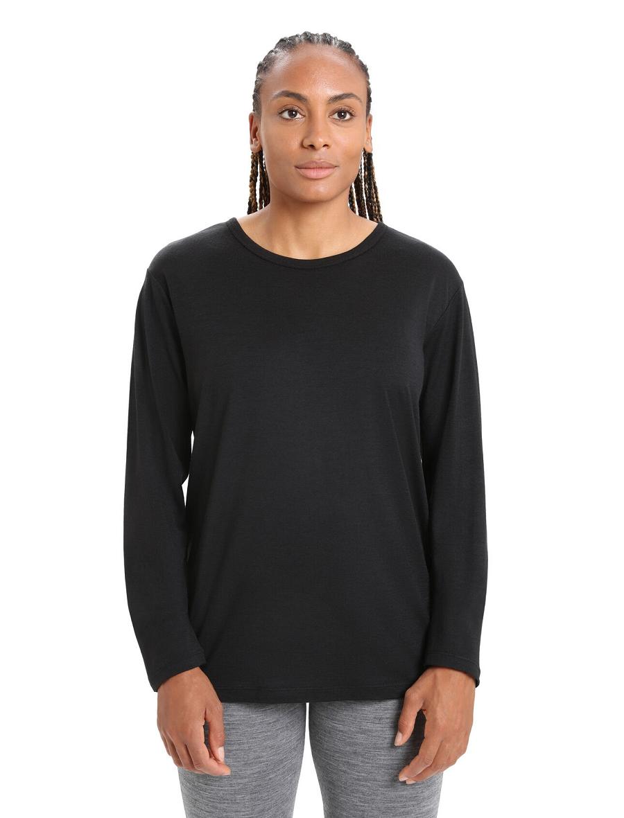 Black Icebreaker Merino Granary T-Shirt Women\'s Long Sleeve | AU 1639GSOL